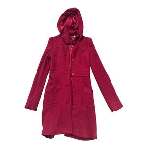 Red Wool Hooded Coat